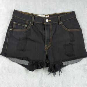 Levi’s 550 Dark Black‎ Dyed Distressed Denim Shorts Frayed W30